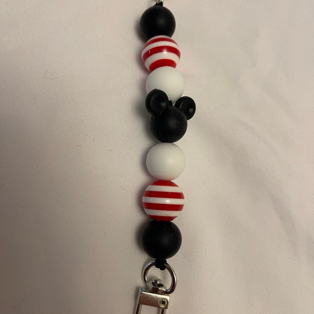 Hand Crafted Black and Red Beaded Phone Clip